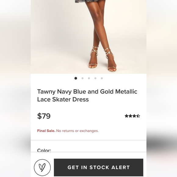 NWT Lulu's Blue & Gold Lace Skater Dress - Picture 7 of 7